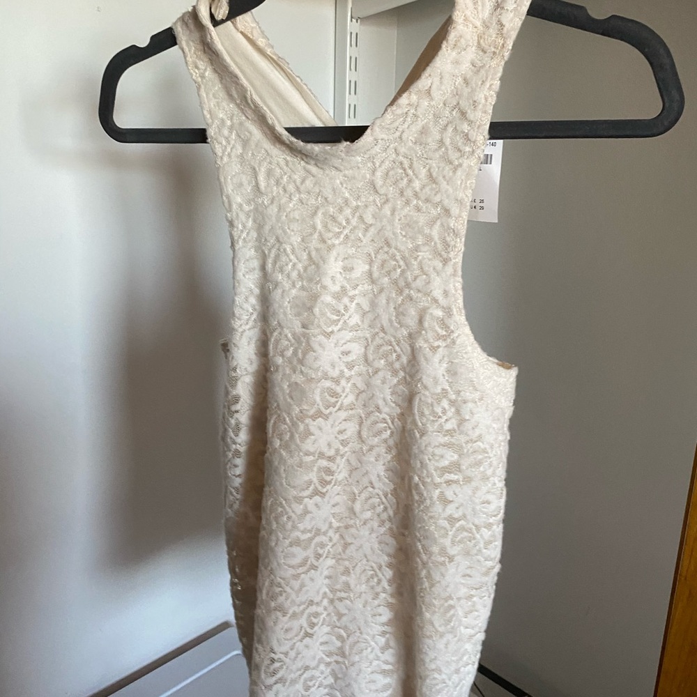 Hollister White Floral and Lace Tank Top